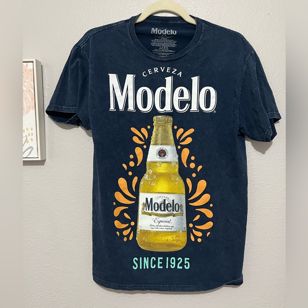 Model Navy Blue and Graphic T-Shirt